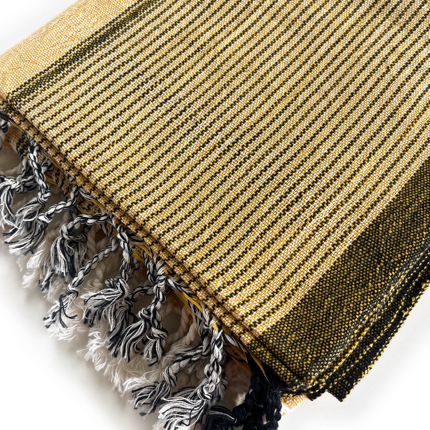 Peshtemal Black Striped Yellow