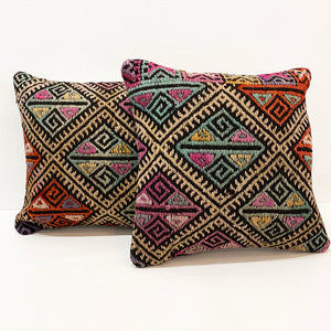 Set of 2 Vintage Kilim Cushions